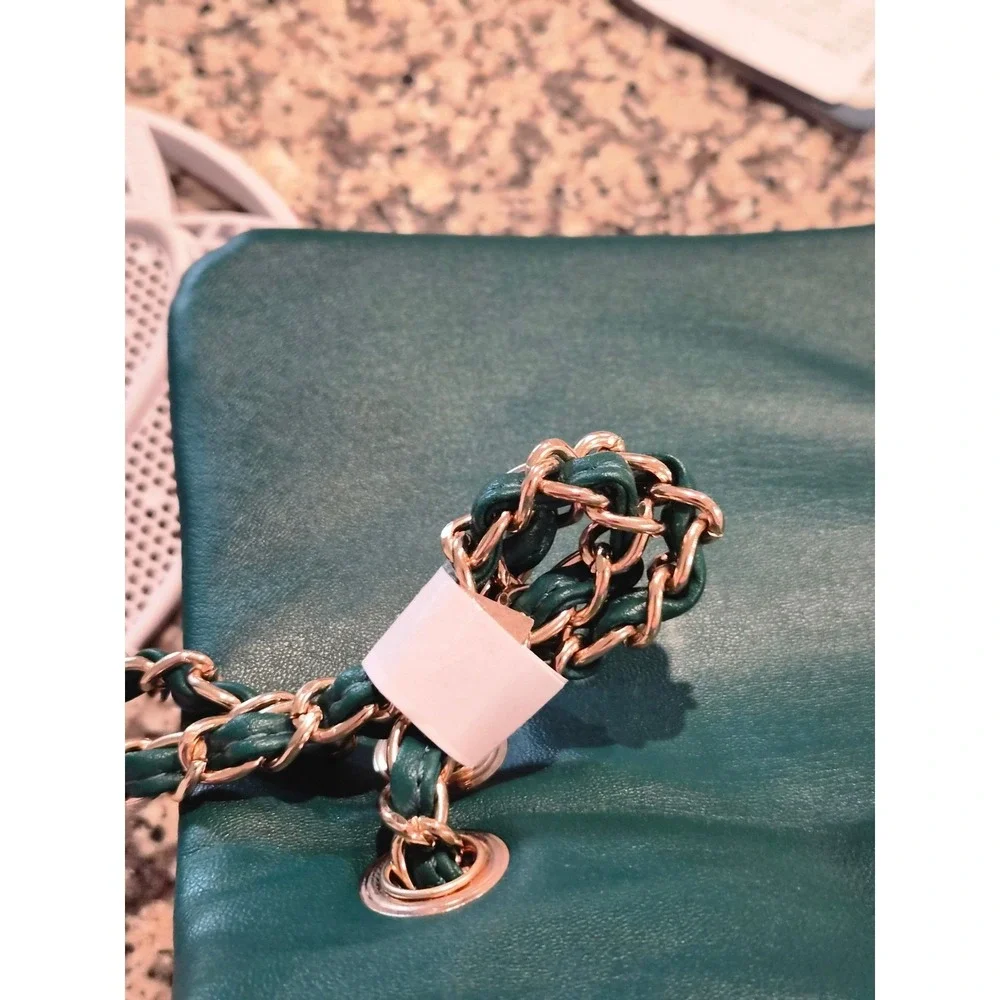 Valentino Orlandi Forest Green Quilted Leather Shoulder Bag V-3009 Italy NWT